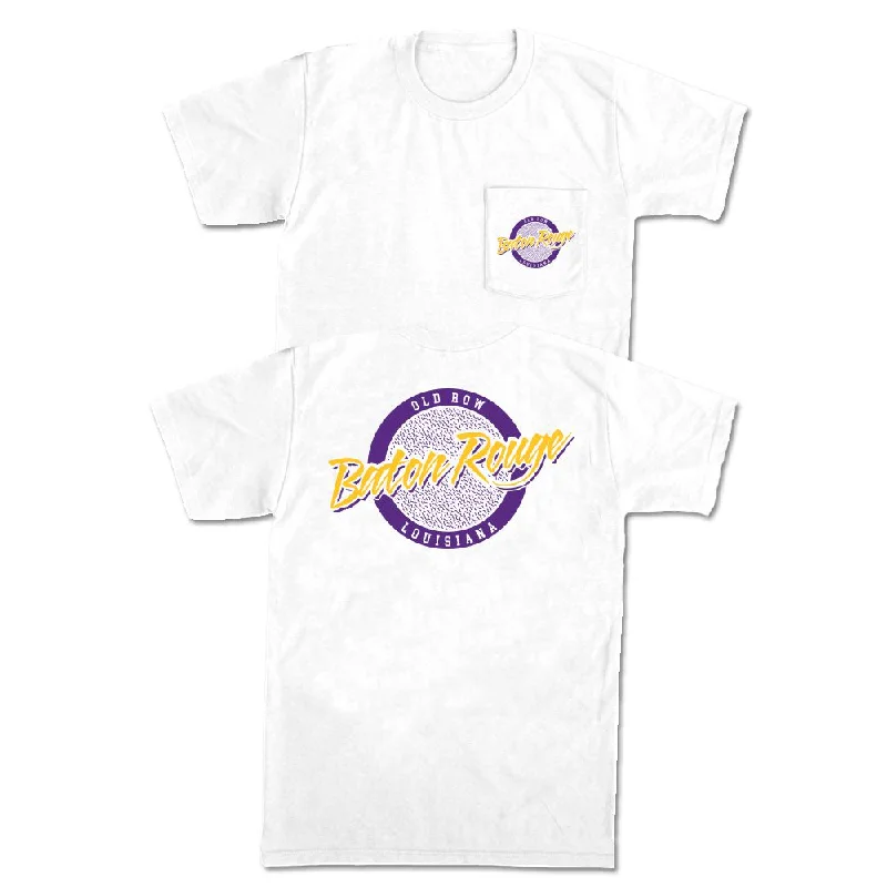 Men's casual athletic t-shirt-Baton Rouge, Louisiana Circle Logo Pocket Tee