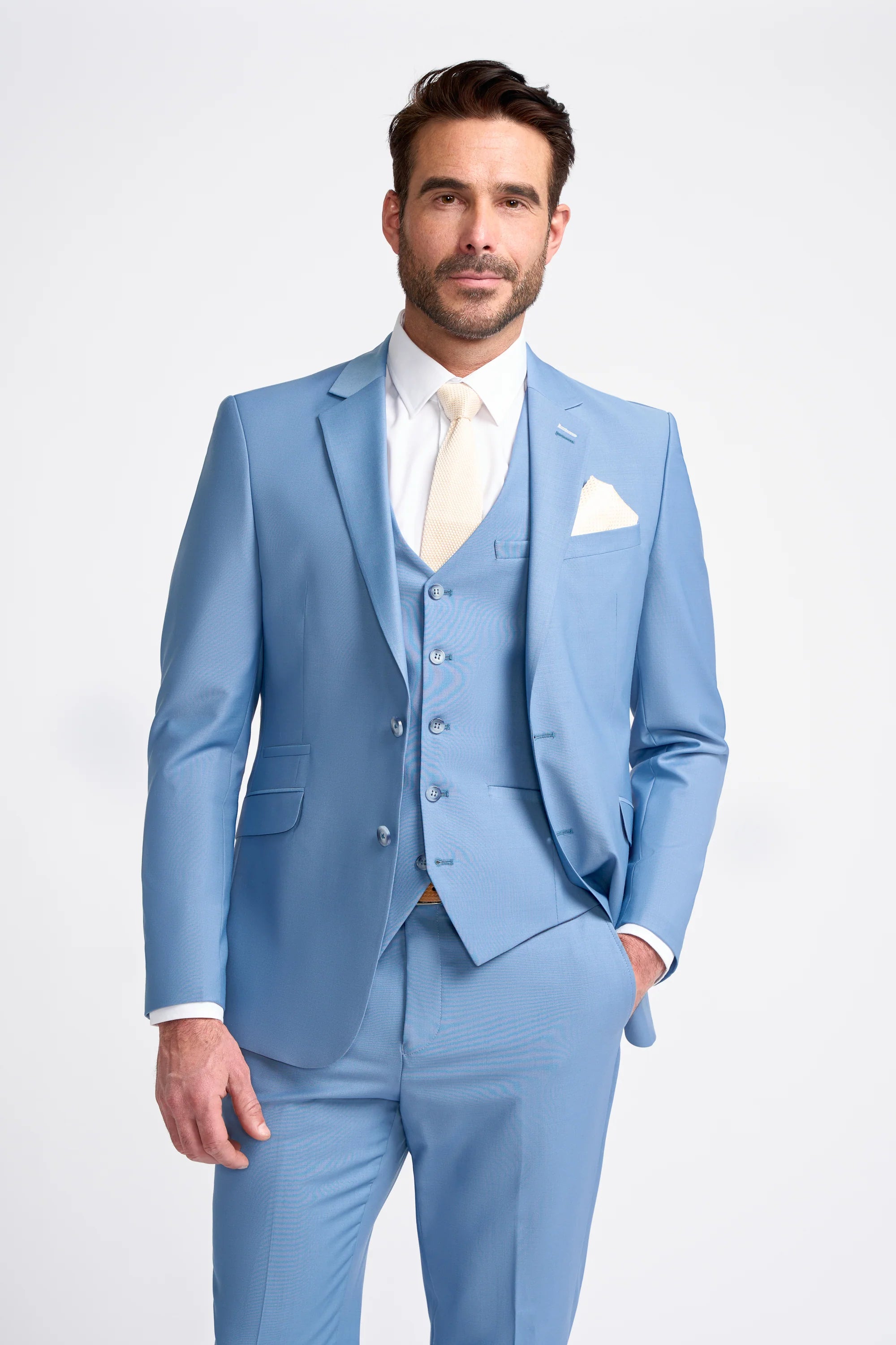 Men's performance casual jacket-Bond - Men's Sky Blue Tailored Fit Blazer