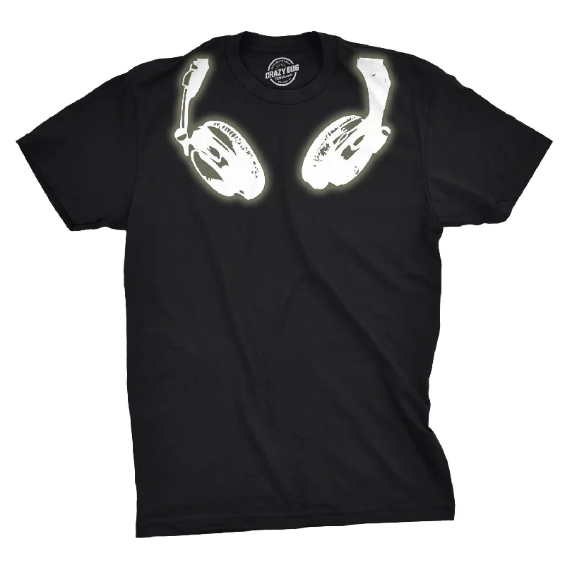 Men's weatherproof outdoor t-shirt-Glow In the Dark Headphones Men's T Shirt