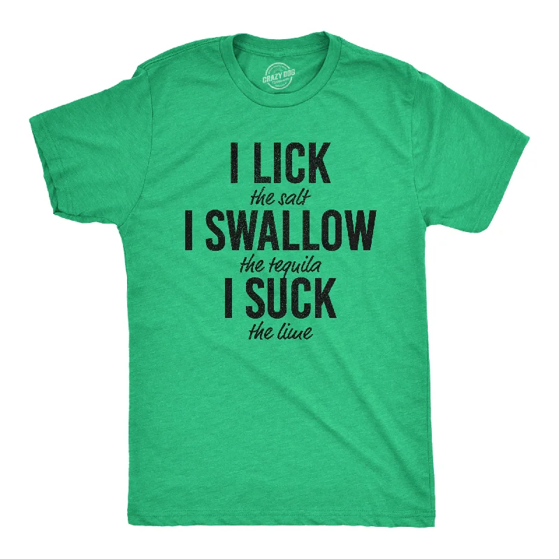 Men's versatile athletic t-shirt-Lick Swallow Suck Tequila Men's T Shirt