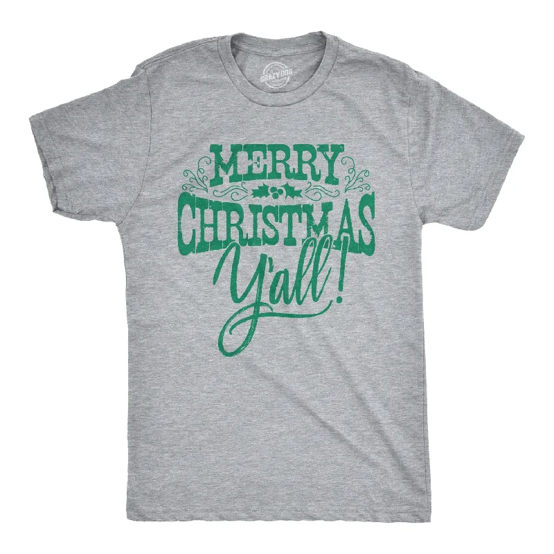 Men's performance athletic t-shirt-Merry Christmas Y'all Men's T Shirt