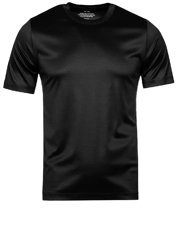 Men's summer wear t-shirt-Black Filo di Scozia Crew Neck T-Shirt