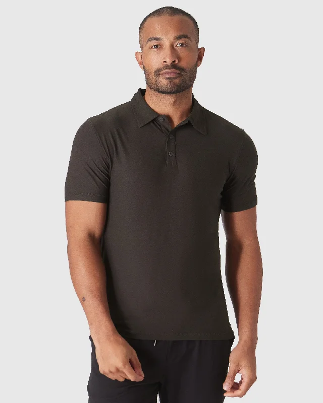 Men's adventure-ready dress polo shirt-Dark Heather Cocoa Active Polo 2.0