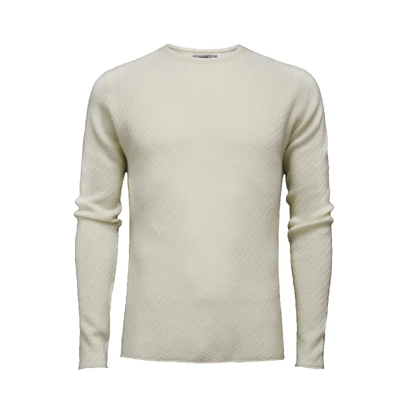 Men's breathable knit-Cashmere Sweater Crew Neck Cabo in Carbon stitch