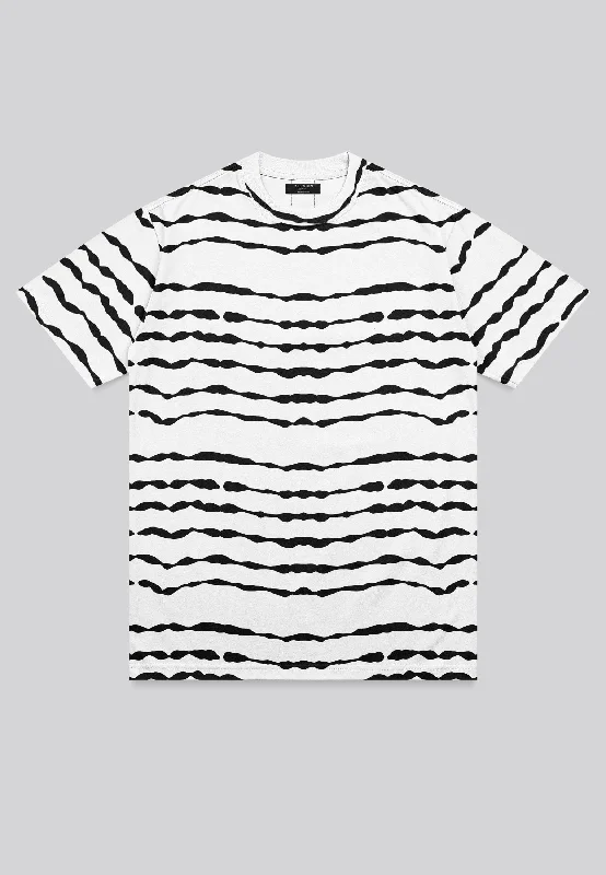 Men's fitness wear t-shirt-STRIPES T-SHIRT WHITE & BLACK