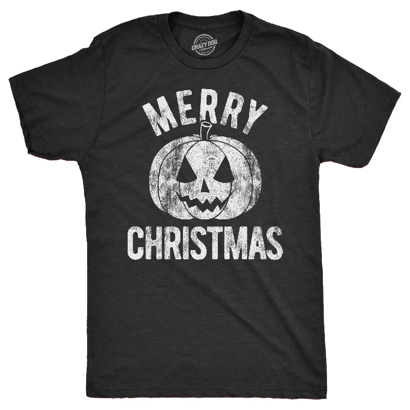 Men's casual athletic t-shirt-Merry Christmas Pumpkin Men's T Shirt