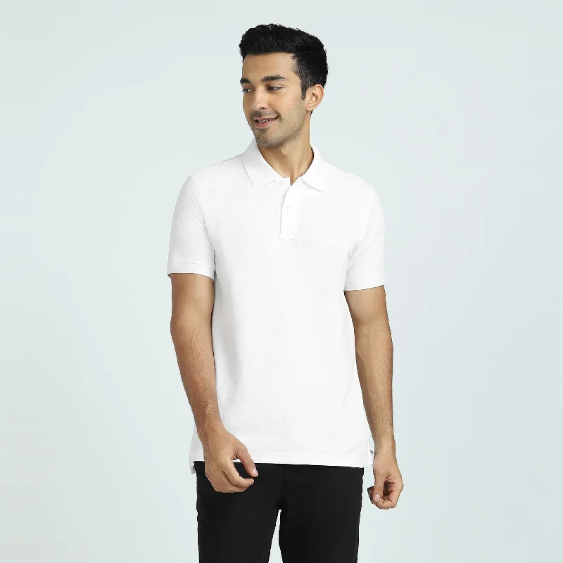 Men's ultra-light office wear polo shirt-Element Combed Cotton Polo T-shirts Polar White