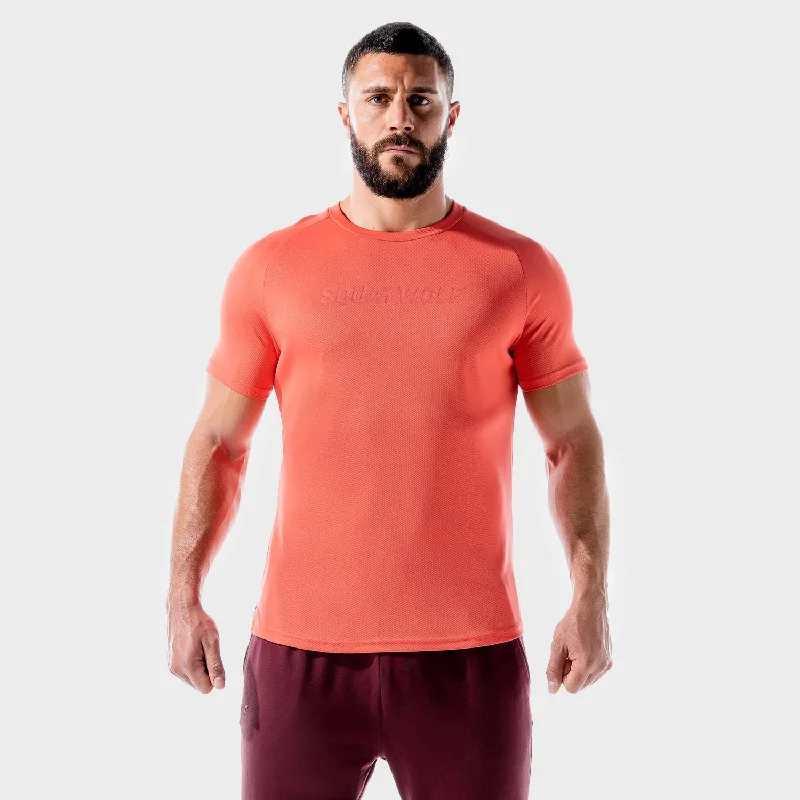 Men's sustainable jersey t-shirt-LAB360° Recycled Mesh Tee - Hot Coral