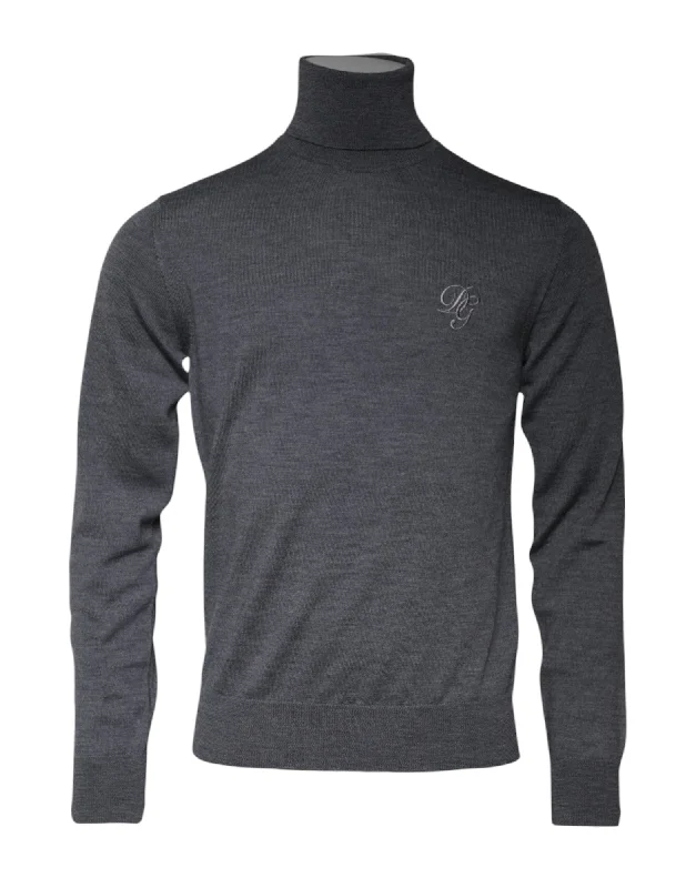 Men's organic cotton sweater-Dolce & Gabbana Wool Logo Turtleneck Pullover Men's Sweater (Pre-Owned)