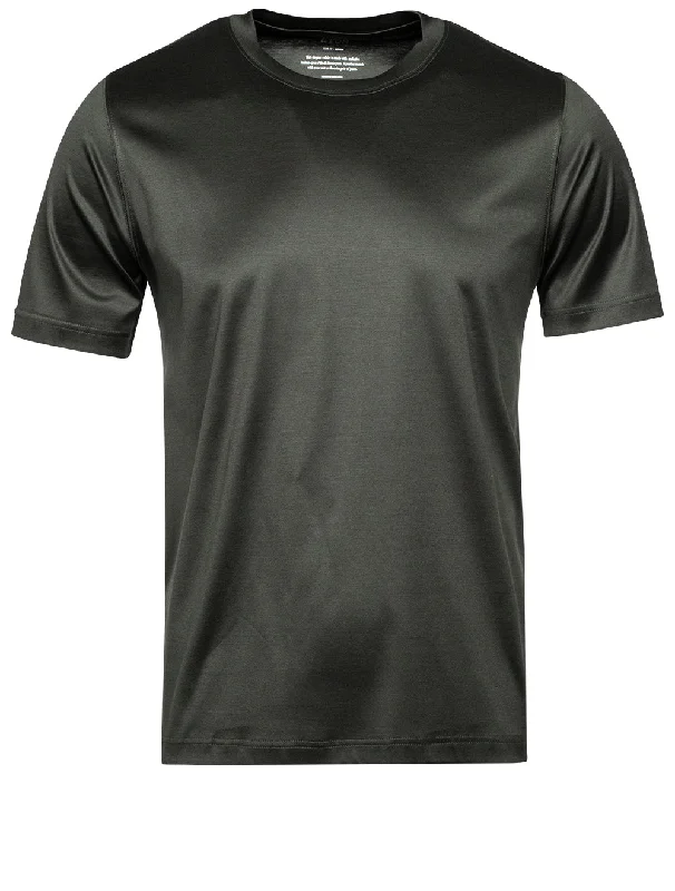 Men's durable outdoor t-shirt-Green Fil di Scozia Crew Neck T-Shirt