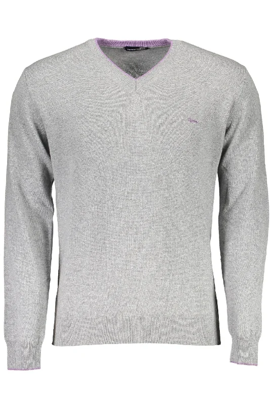 Men's soccer sweater-Harmont & Blaine Elegant V-Neck Sweater with Contrasting Men's Details