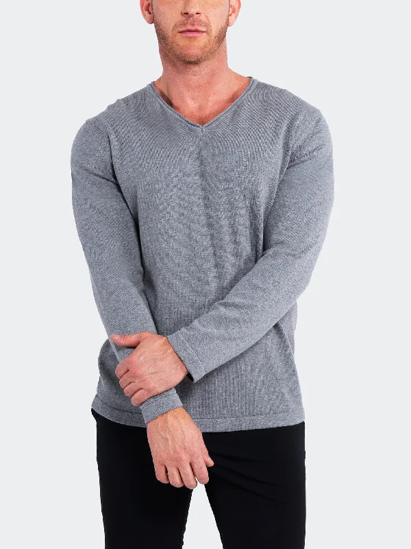 Men's utility sweater-Sweater V-NeckPiping Grey