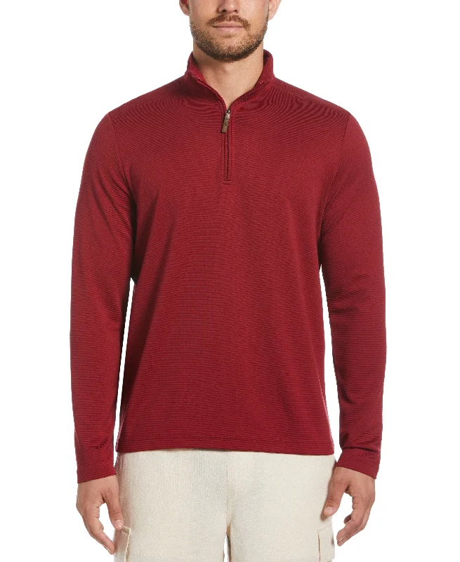 Men's high-performance sweater-Solid Textured 1/4 Zip Pullover Sweater