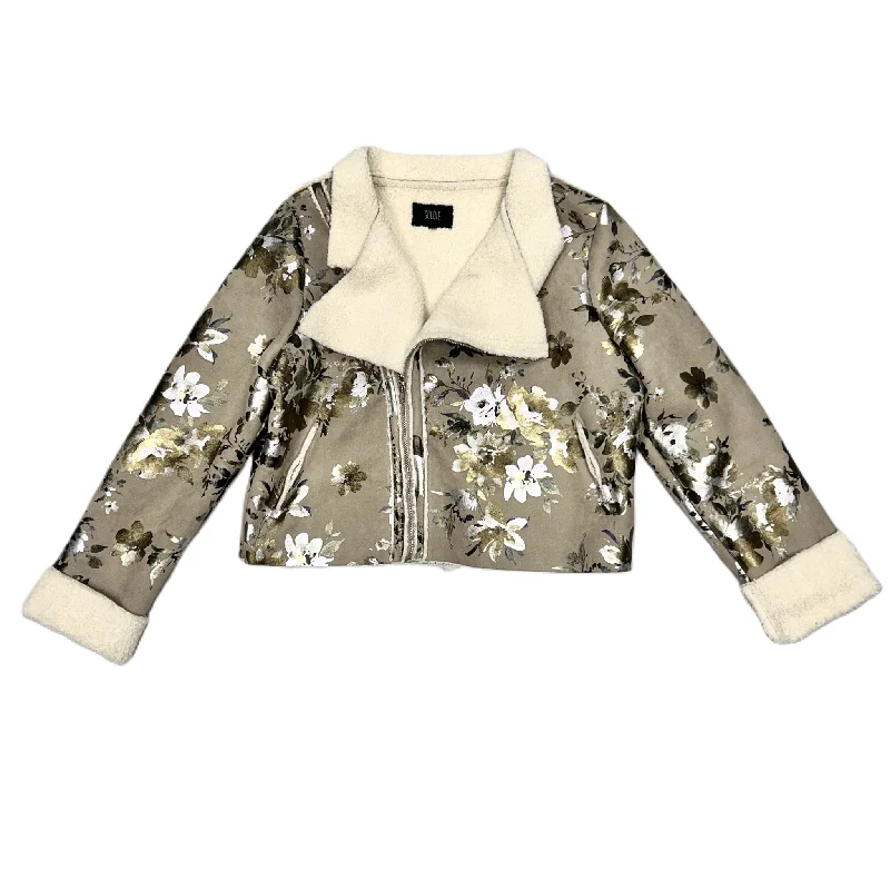 Men's ultra-lightweight jacket-Floral Jacket Faux Fur & Sherpa By Goldie, Size: M