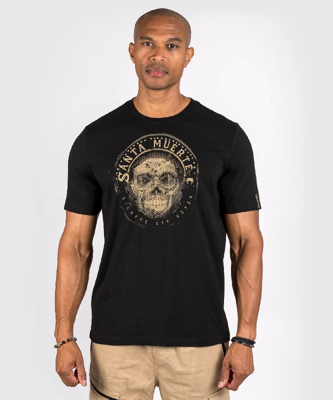 Men's breathable cotton t-shirt-Venum Santa Muerte Dark Side - T-shirt - Black/Brown