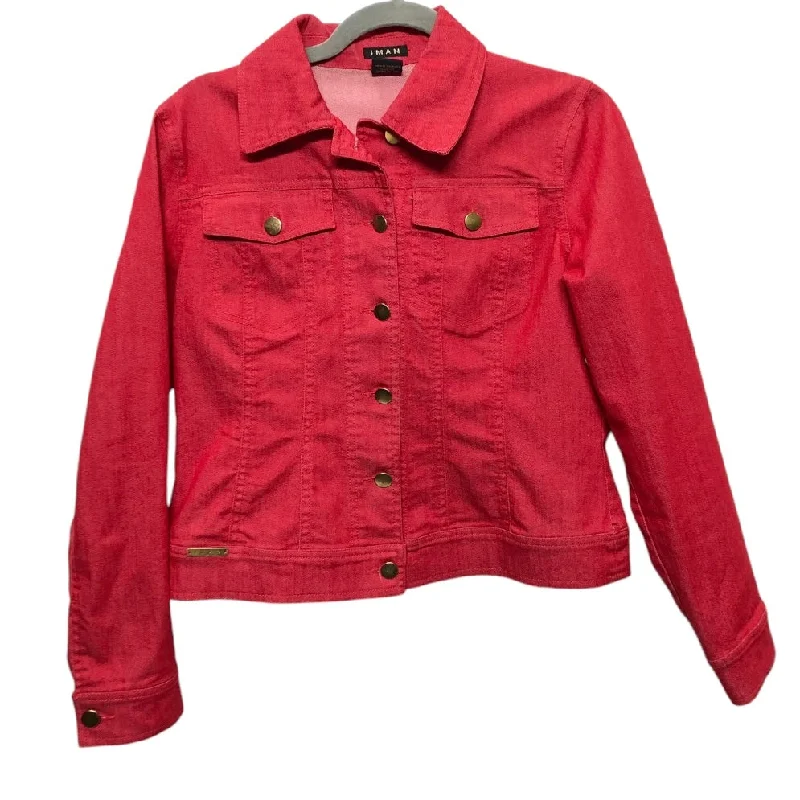 Men's organic fleece jacket-Jacket Denim By Iman Hsn In Red, Size:S