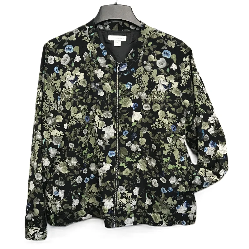 Men's weather-resistant gym jacket-Floral Print Jacket Other By Christopher And Banks, Size: Xl