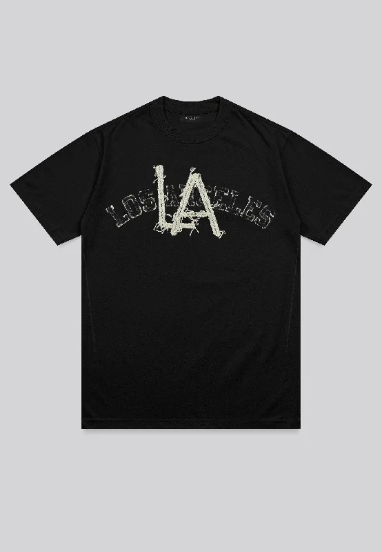 Men's comfortable wear t-shirt-LOS ANGELES T-SHIRT BLACK