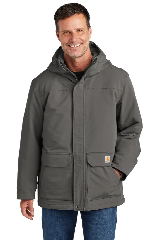 Men's versatile rain jacket-Carhartt Mens Super Dux Wind & Water Resistant Full Zip Hooded Jacket - Gravel Grey