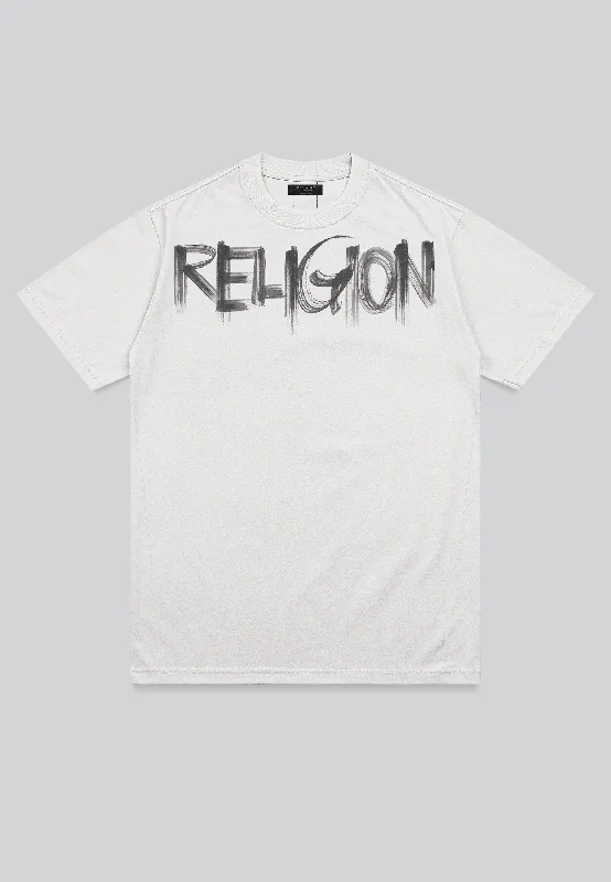 Men's organic cotton blend t-shirt-RELIGION BRUSH T-SHIRT WINTER WHITE