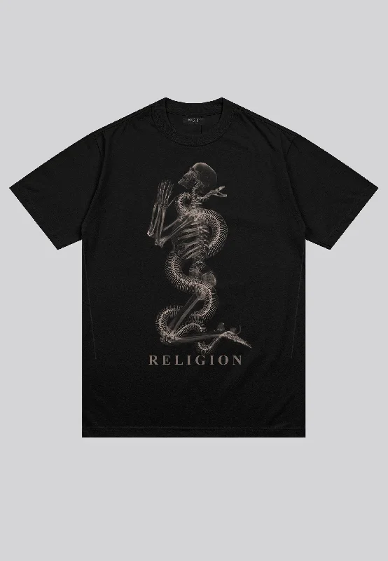 Men's high-performance fabric t-shirt-XRAY SKEL N SNAKE T-SHIRT BLACK