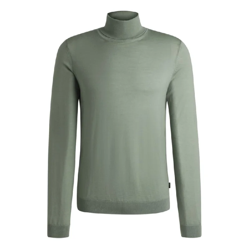 Men's crew neck sweater-Slim-fit rollneck sweater in merino wool