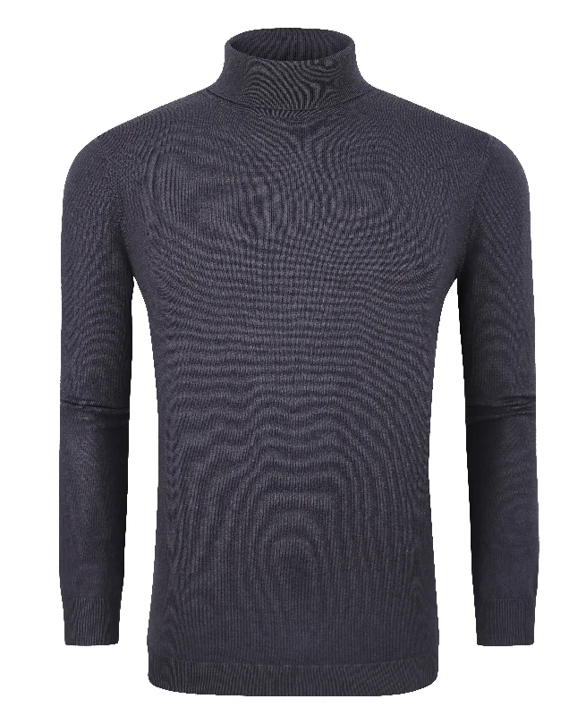 Men's all-season knitwear-Tom Baine Slim Fit Performance Cotton Turtle Neck