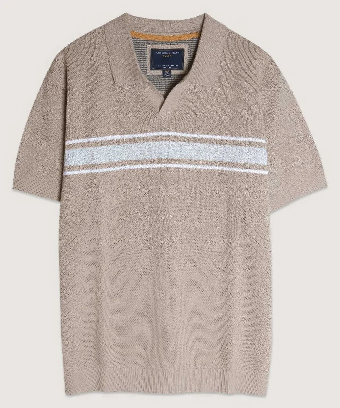 Men's sustainable sweater-Retro Stripe Polo Sweater