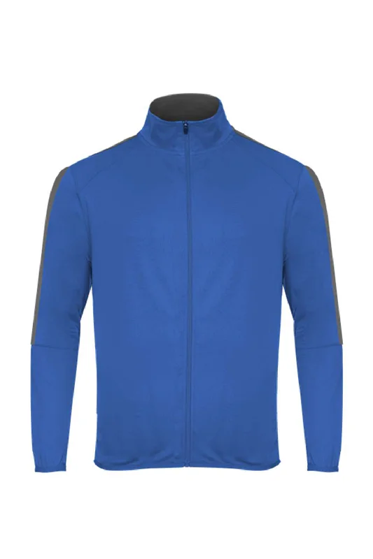 Men's ultra-comfortable travel jacket-Badger Mens Blitz Full Zip Jacket - Royal Blue/Graphite Grey - Closeout