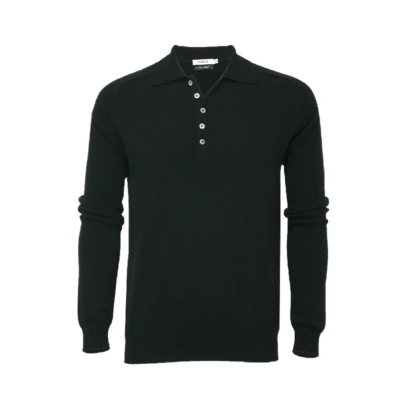 Men's sporty knit-Cashmere Polo Neck Sweater Porter Black