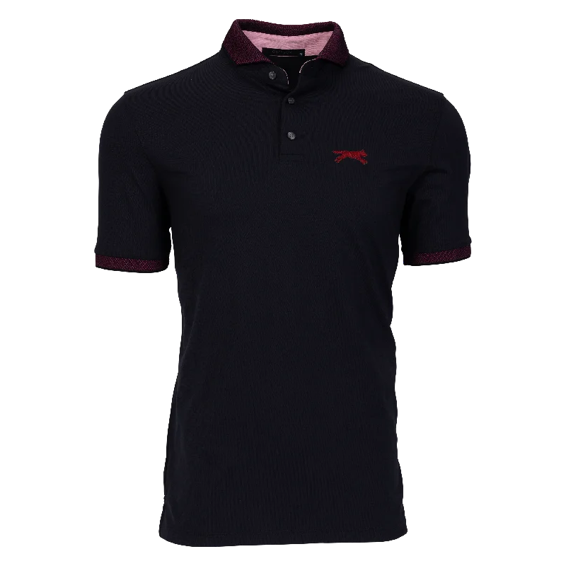 Men's organic travel wear polo shirt-Crimson Wolf Cherokee Polo