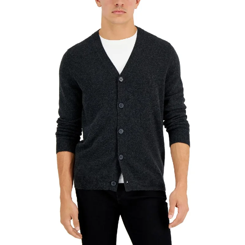 Men's designer sweater-Mens Button Cashmere Cardigan Sweater