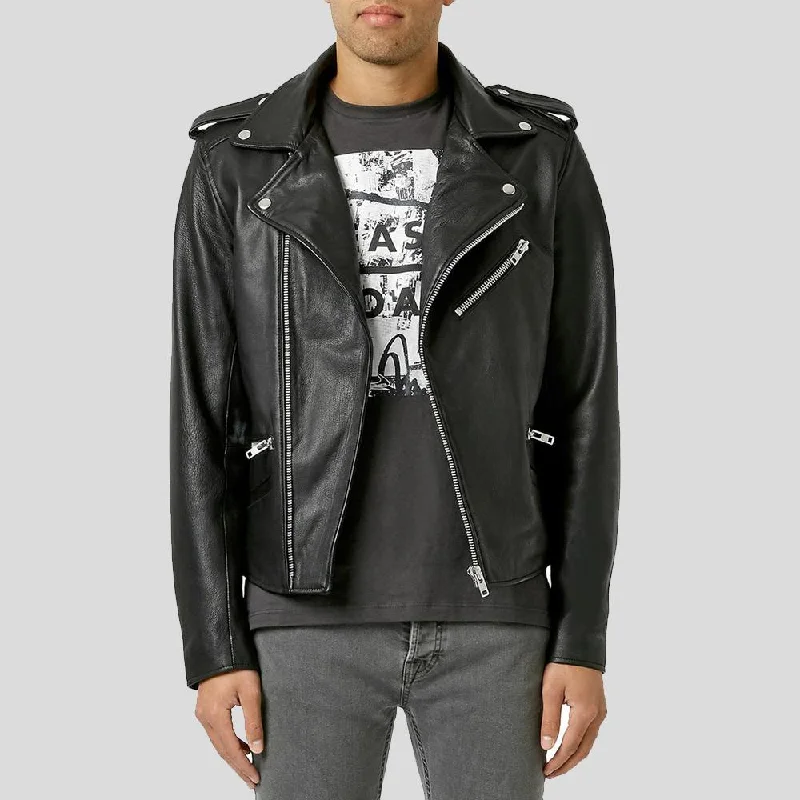 Men's relaxed fit parka-Cimarron Black Motorcycle Leather Jacket