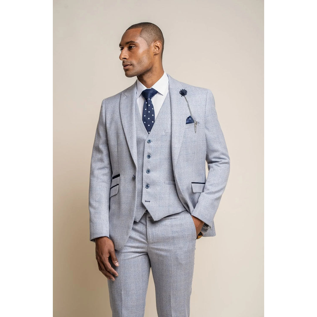 Men's comfortable raincoat-Caridi - Men's Light Blue Wedding Blazer