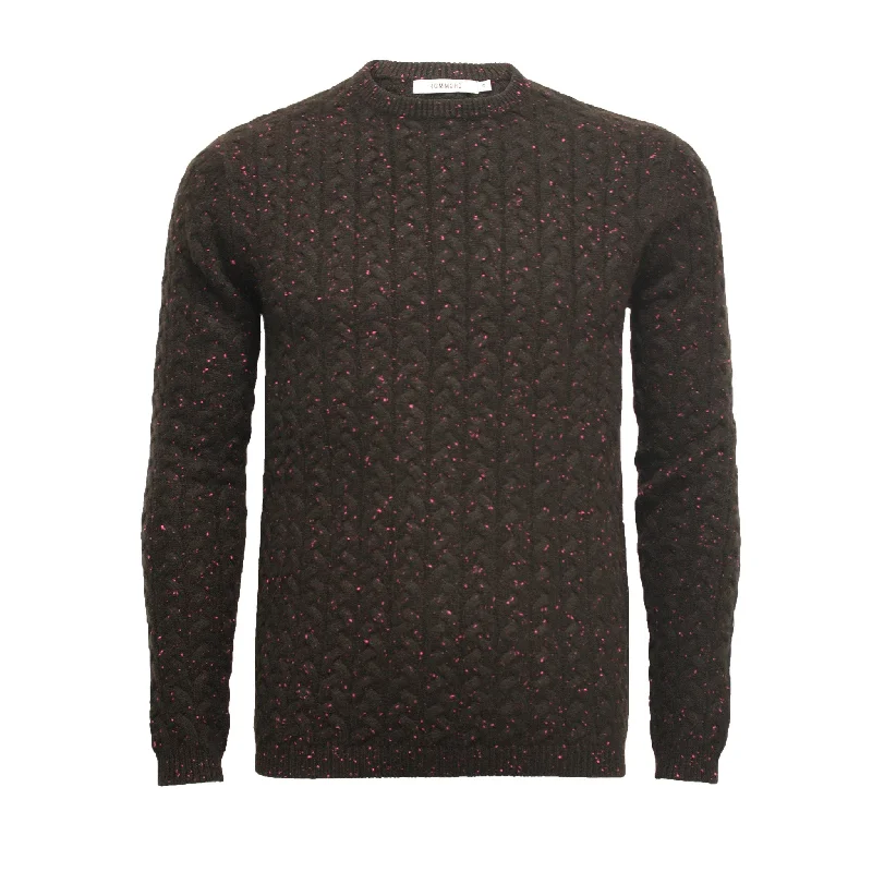 Men's hunting knit-Donegal Cashmere Crew Neck Cable Sweater Kiola