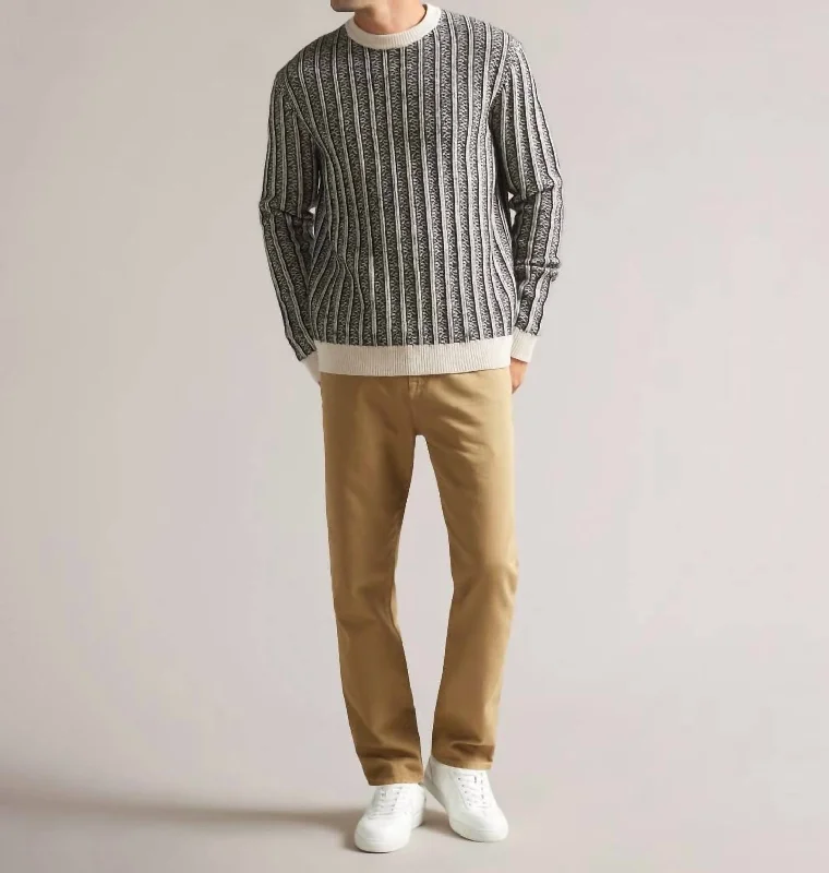 Men's all-season sweater-Men's Buzzad Textured Pullover Sweater In Black White