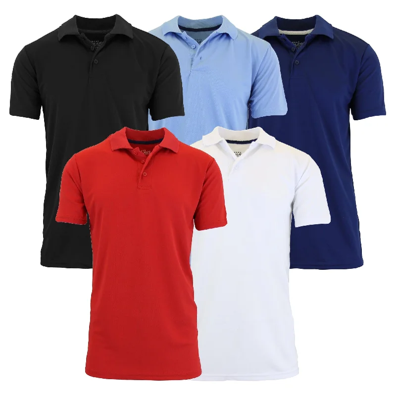 Men's eco-conscious performance wear polo shirt-5-Pack Men's Dry Fit Moisture-Wicking Polo Shirt (S-3XL)