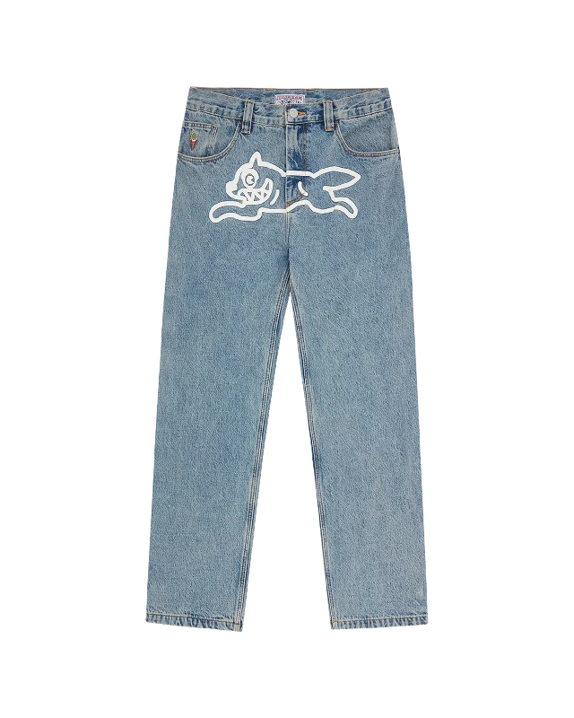 Men's tech-fabric casual pants-Check Lined Denim Pant