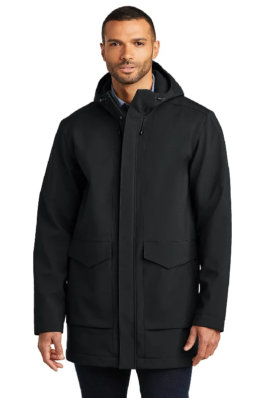 Men's high-stretch outdoor jacket-Port Authority Mens Collective Water Resistant Full Zip Hooded Parka - Deep Black