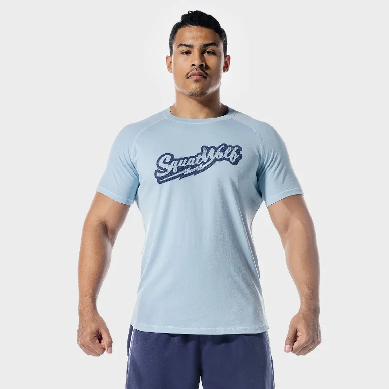 Men's breathable cotton t-shirt-Golden Era One Up T-shirt - Bluebell