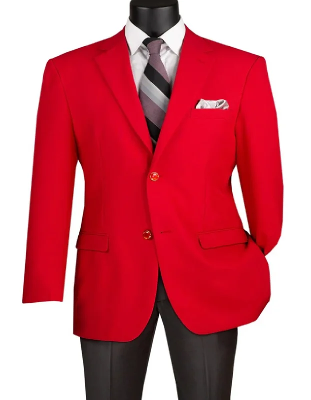 Men's adventure-ready parka-Mens Classic Fit Poplin Club Sport Coat Red Blazer