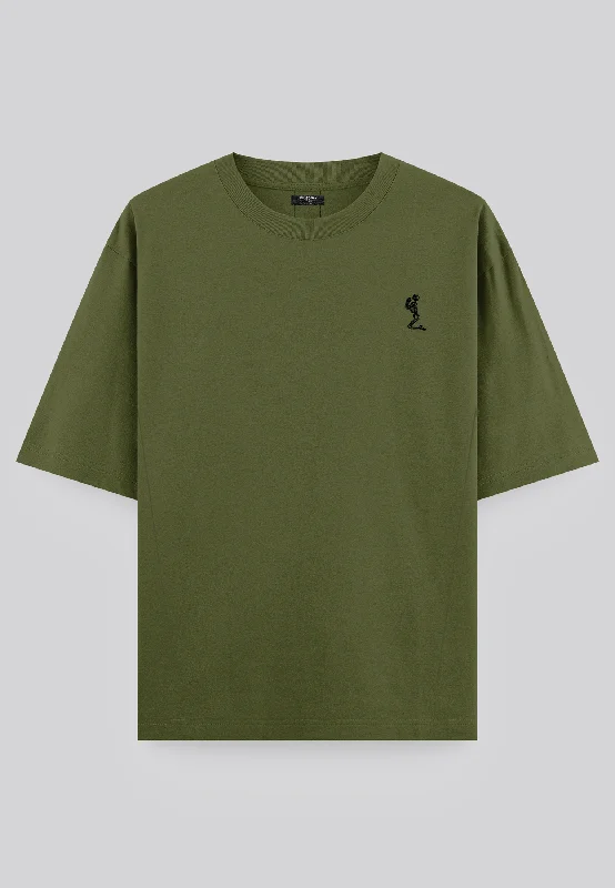 Men's versatile athletic t-shirt-OVERSIZED HEAVY BLOCK T-SHIRT ARMY GREEN