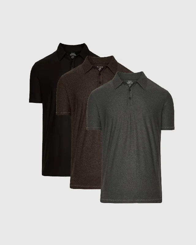 Men's organic casual polo shirt-Dark Tone Active Polo 3-Pack