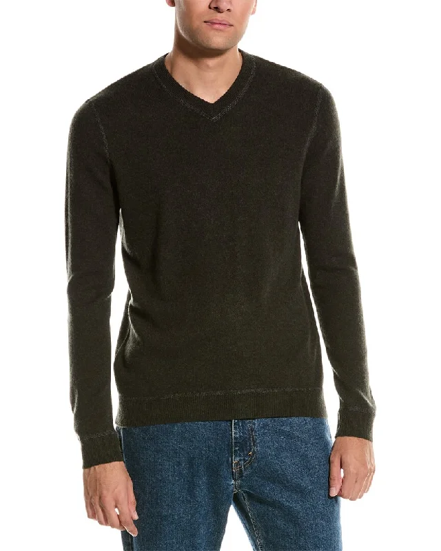 Men's travel sweater-Autumn Cashmere Coverstitch Cashmere V-Neck Sweater