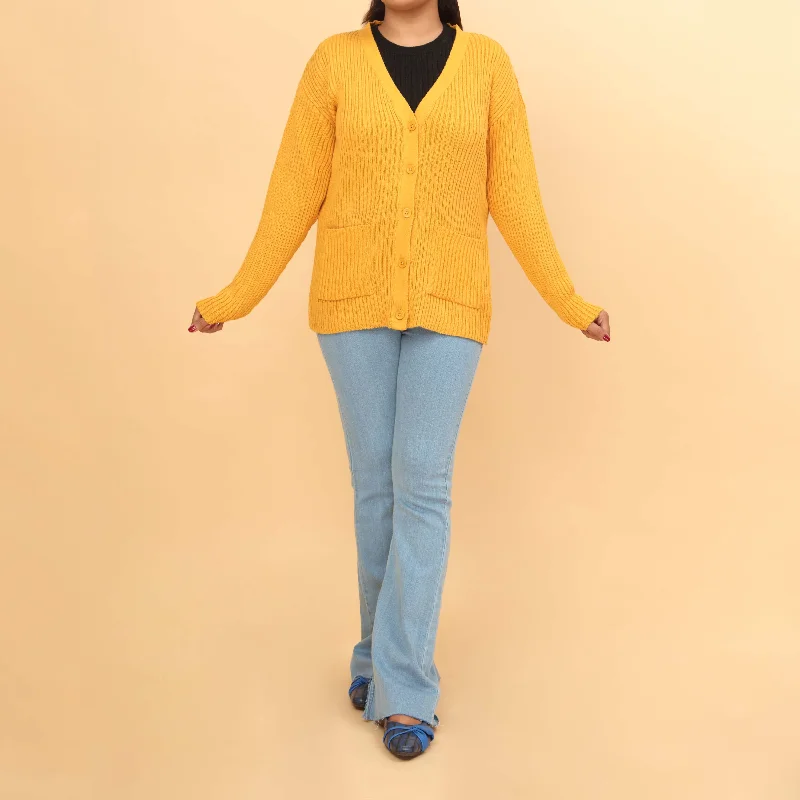 Men's plain sweater-Mustard Cotton Winter Sweater PW4819