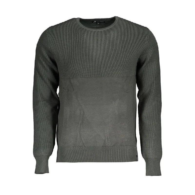 Men's knit hoodie-U.S. Grand Polo Classic Crew Neck Sweater with Contrast Men's Details