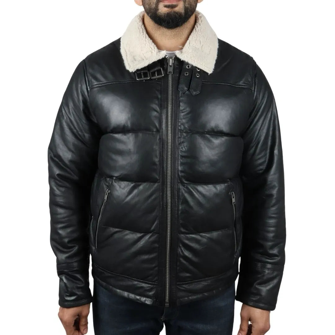 Men's gym performance jacket-Men's Puffer Quilted Aviator Bomber Jacket