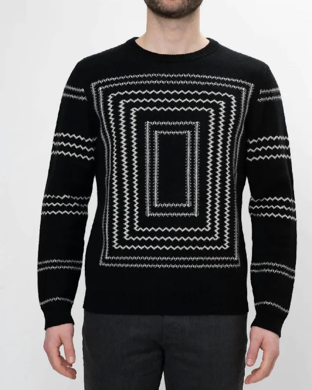 Men's pajama sweater-Men's Running Horse Sweater In Black