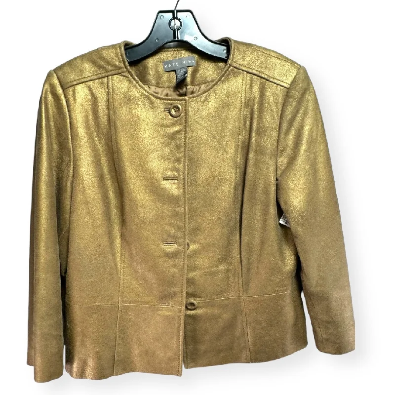 Men's organic cotton jacket-Gold Jacket Leather Kate Hill, Size 8