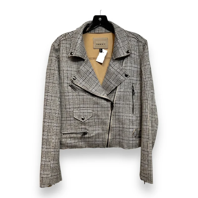 Men's adventure-ready fleece jacket-Jacket Moto By Blanknyc In Plaid Pattern, Size: L